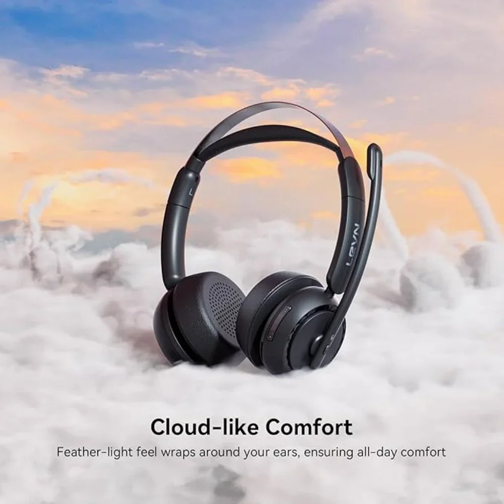 NEW Bluetooth Wireless Headset with Mic, Charging Base, AI Noise Cancelling